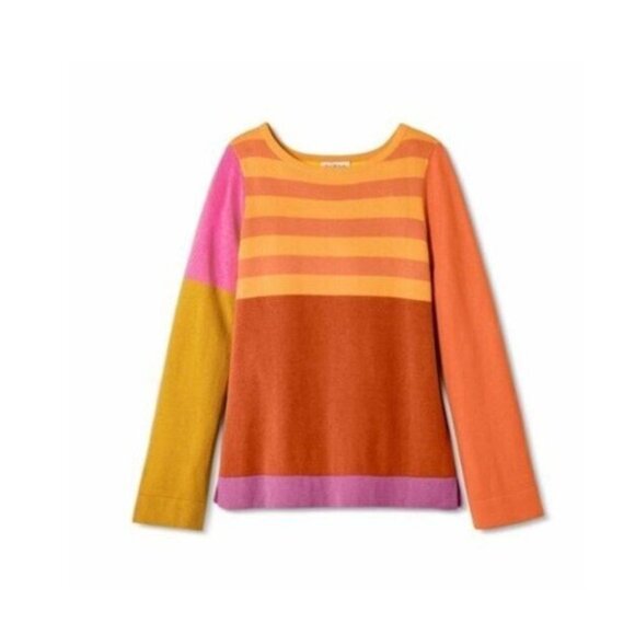 Isaac Mizrahi x Target Color Block Cotton & Rayon Sweater, Multi-Color, XL - Picture 1 of 15